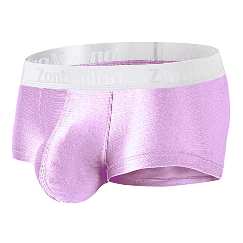 ZAIGELUO Herren Eisseide Boxershorts Weiche Sexy Unterwäsche mit Pouch Kurze Beine Nahtlos Trunks Retroshorts Shorts Sportliche Sporthose Unterhosen für Männer L Lila von ZAIGELUO