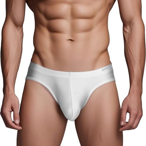 ZAIGELUO Slip Herren Weich Unterhosen Männer Atmungsaktive Eisseide Silk Briefs Nahtlos Low Rise Unterwäsche M Weiß von ZAIGELUO