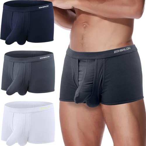 ZAIGELUO Boxershorts Herren Elefanten Unterwäsche Modal Underhose mit Eingriff Dual Pouch Underwear Trunk XL 3-Pack von ZAIGELUO