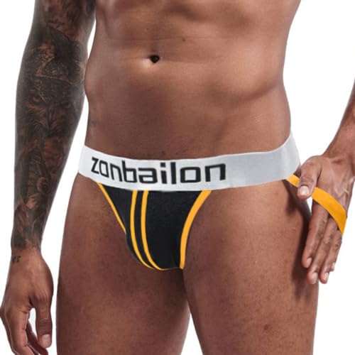 ZAIGELUO Herren Jockstraps Niedrig sitzende Unterwäsche Sport Tanga mit Beinriemen Männer String Sportunterwäsche Athletische Unterstützer M Orange von ZAIGELUO