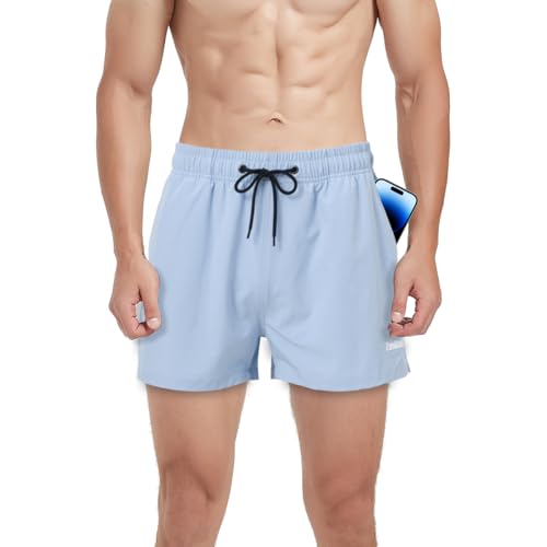 ZAIGELUO Sporthose Herren Kurz Shorts Sport Hose Trainingshose mit Tasche Männer Schnell Trocknend Laufhose Running Sportshorts Fitness Training Shorts Jogginghose 2XL Blau von ZAIGELUO