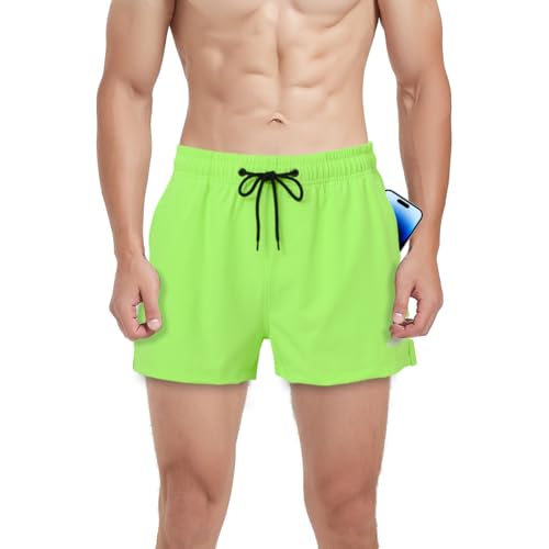 ZAIGELUO Sporthose Herren Kurz Shorts Sport Hose Trainingshose mit Tasche Männer Schnell Trocknend Laufhose Running Sportshorts Fitness Training Shorts Jogginghose 3XL Hellgrün von ZAIGELUO