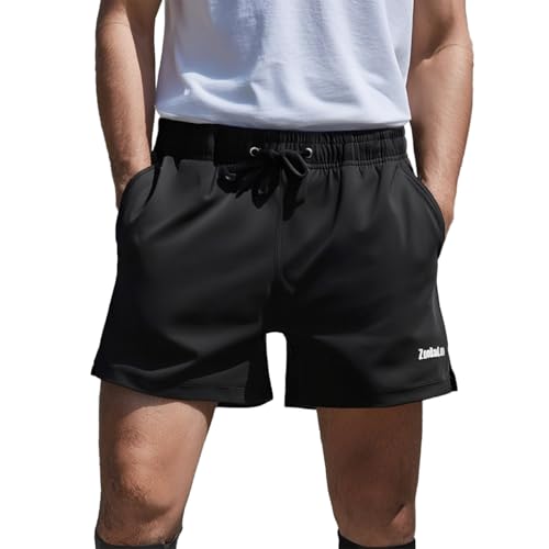 ZAIGELUO Herren Shorts Sport Laufhose Kurze Hose Schnell Trocknend Sporthose mit Tasch Running Sportshorts Traininghose Jogginghose mit Innenslip M Schwarz von ZAIGELUO