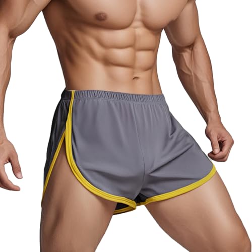 ZAIGELUO Herren Mesh Laufshorts Athletic Shorts Lose Split Sides Bodybuilding Schnelles Trocknen Laufen Kurze Loungehose Sweatpants Shorts für Männer L Dunkelgrau von ZAIGELUO