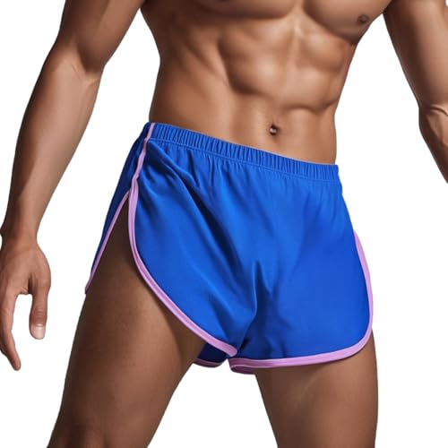 ZAIGELUO Herren Mesh Laufshorts Athletic Shorts Lose Split Sides Bodybuilding Schnelles Trocknen Laufen Kurze Loungehose Sweatpants Shorts für Männer M Blau von ZAIGELUO