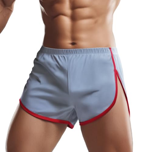 ZAIGELUO Herren Mesh Laufshorts Athletic Shorts Lose Split Sides Bodybuilding Schnelles Trocknen Laufen Kurze Loungehose Sweatpants Shorts für Männer M Hellgrau von ZAIGELUO