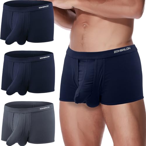 ZAIGELUO Boxershorts Herren Elefanten Unterwäsche Modal Underhose mit Eingriff Dual Pouch Underwear Trunk 2XL 3-Pack von ZAIGELUO