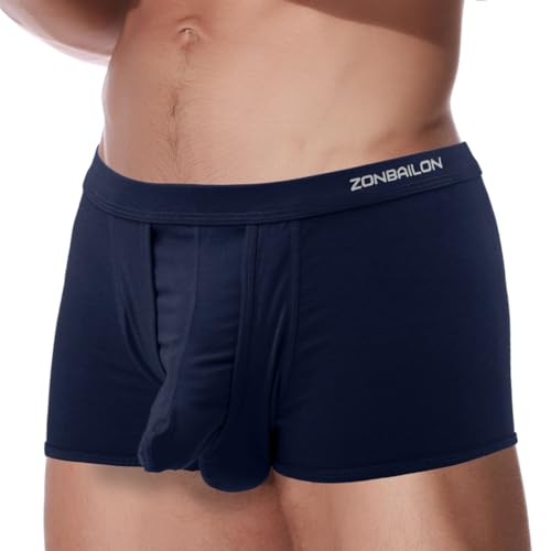 ZAIGELUO Boxershorts Herren Elefanten Unterwäsche Modal Underhose mit Eingriff Dual Pouch Underwear Trunk 3XL Blau von ZAIGELUO