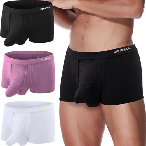 ZAIGELUO Boxershorts Herren Elefanten Unterwäsche Modal Underhose mit Eingriff Dual Pouch Underwear Trunk L 3-Pack von ZAIGELUO