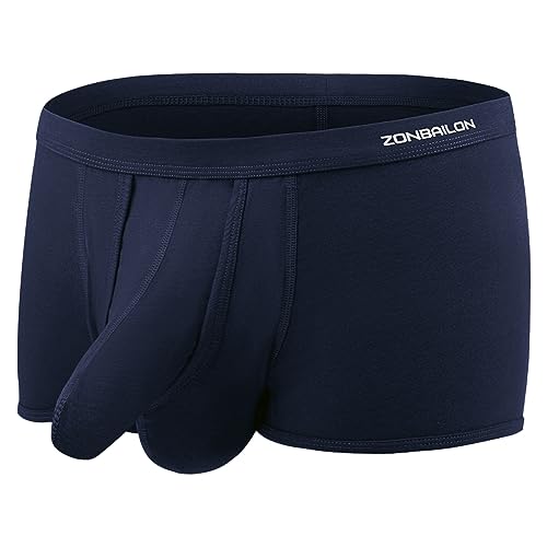 ZAIGELUO Boxershorts Herren Elefanten Unterwäsche Modal Underhose mit Eingriff Dual Pouch Underwear Trunk L Blau von ZAIGELUO