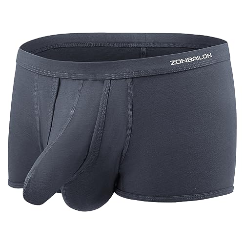 ZAIGELUO Boxershorts Herren Elefanten Unterwäsche Modal Underhose mit Eingriff Dual Pouch Underwear Trunk M Grau von ZAIGELUO