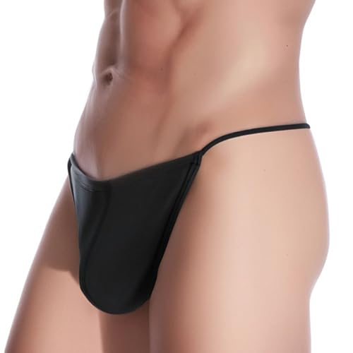 ZAIGELUO String Tanga Herren Mit Beutel Verstellbaren Leicht Männer Unterhose Niedrigschnitt T-Rücken Thong Unterwäsche 2XL Schwarz von ZAIGELUO