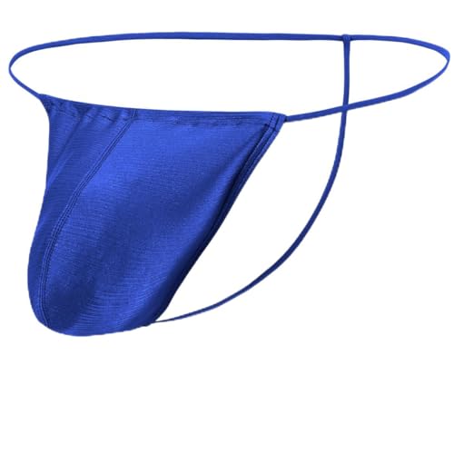 ZAIGELUO String Tanga Herren Mit Beutel Verstellbaren Leicht Männer Unterhose Niedrigschnitt T-Rücken Thong Unterwäsche 2XL Blau von ZAIGELUO