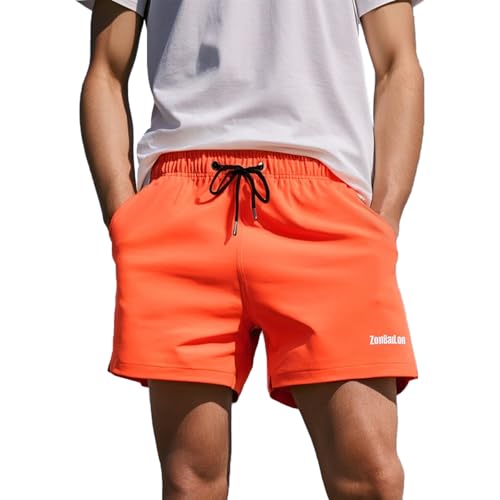 ZAIGELUO Herren Shorts Sport Laufhose Kurze Hose Schnell Trocknend Sporthose mit Tasch Running Sportshorts Traininghose Jogginghose mit Innenslip S Orange von ZAIGELUO