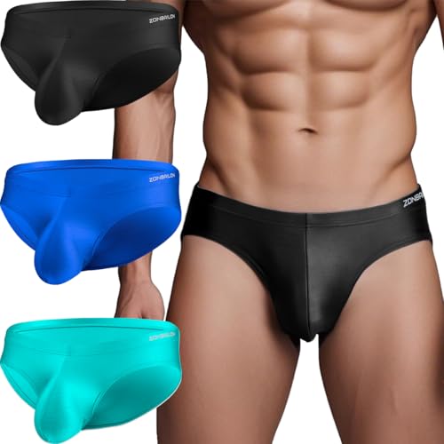 ZAIGELUO Slip Herren Weich Unterhosen Männer Atmungsaktive Eisseide Silk Briefs Nahtlos Low Rise Unterwäsche XL 3-Pack von ZAIGELUO