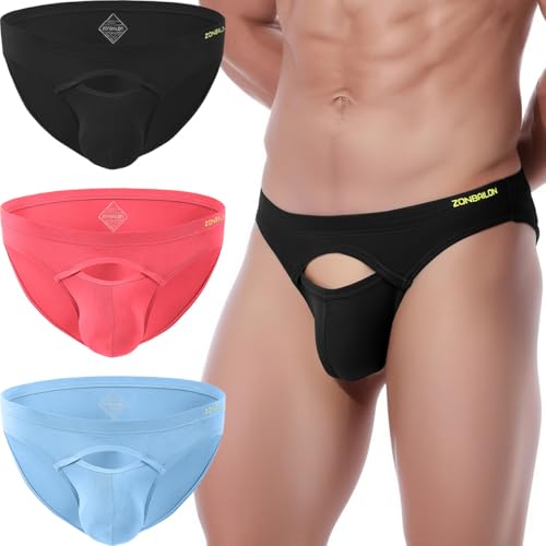 ZAIGELUO Herren Slips Bambus Unterhosen Briefs Weiche Stretch Bulge Pouch Low Rise Atmungsaktiv Tagless Unterwäsche XL 3-Pack von ZAIGELUO