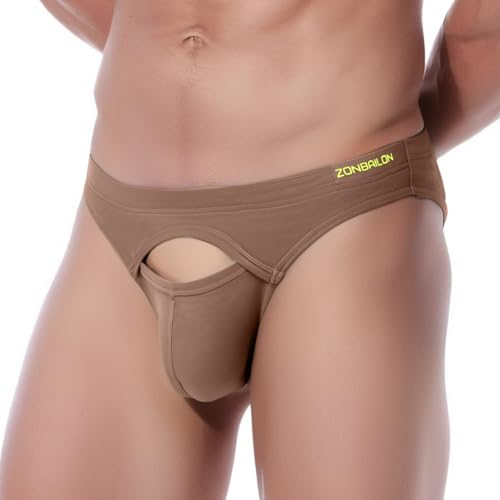 ZAIGELUO Herren Slips Bambus Unterhosen Briefs Weiche Stretch Bulge Pouch Low Rise Atmungsaktiv Tagless Unterwäsche XL Latte von ZAIGELUO