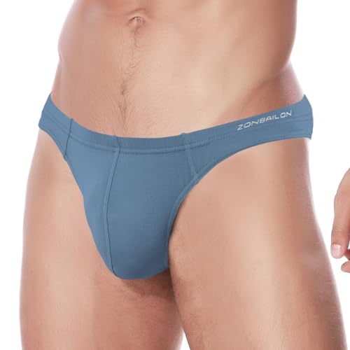 ZAIGELUO Herren String Bambus Tanga Unterwäsche Bulge Pouch Sexy Niedrige Taille T-Back Komfortabel Unterhosen 2XL Blue von ZAIGELUO