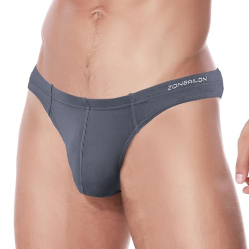 ZAIGELUO Herren String Bambus Tanga Unterwäsche Bulge Pouch Sexy Niedrige Taille T-Back Komfortabel Unterhosen 2XL Darkgrey von ZAIGELUO