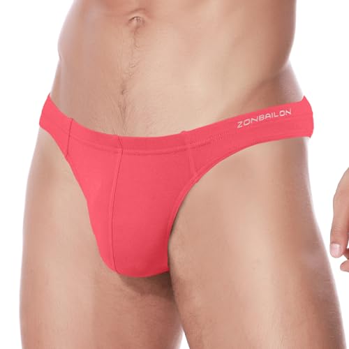 ZAIGELUO Herren String Bambus Tanga Unterwäsche Bulge Pouch Sexy Niedrige Taille T-Back Komfortabel Unterhosen 2XL Peach von ZAIGELUO