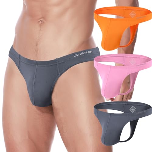 ZAIGELUO Herren String Bambus Tanga Unterwäsche Bulge Pouch Sexy Niedrige Taille T-Back Komfortabel Unterhosen 3XL 3-Pack von ZAIGELUO