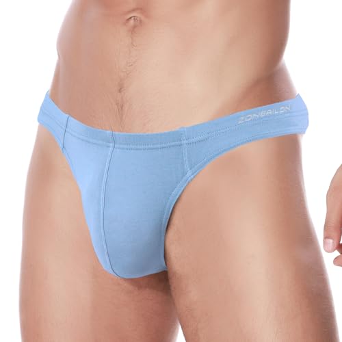 ZAIGELUO Herren String Bambus Tanga Unterwäsche Bulge Pouch Sexy Niedrige Taille T-Back Komfortabel Unterhosen 3XL Lightblue von ZAIGELUO