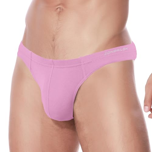 ZAIGELUO Herren String Bambus Tanga Unterwäsche Bulge Pouch Sexy Niedrige Taille T-Back Komfortabel Unterhosen L Pink von ZAIGELUO