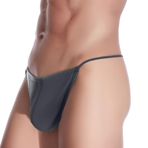 ZAIGELUO Herren Tanga EIS-Seide String Mit Beutel Verstellbaren Niedrigschnitt-T-Rücken Atmungsaktiven Männer Unterwäsche M Grau von ZAIGELUO