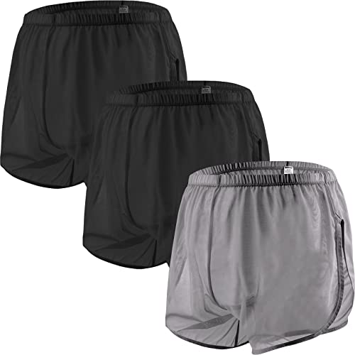 ZAIGELUO Herren Transparent Shorts Boxershorts Männer Mesh Durchsichtige Lockere Unterwäsche mit Large Split Side Atmungsaktive Freizeit Unterhose Nachtwäsche M 3-Pack von ZAIGELUO