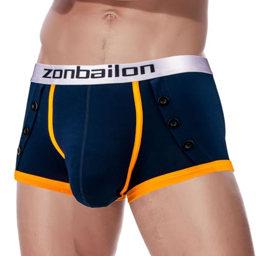 ZAIGELUO Men's Trunks Underwear Men's Bamboo with Pouch Extended Contour Breathable Soft Boxer Shorts, 1 x Navy von ZAIGELUO