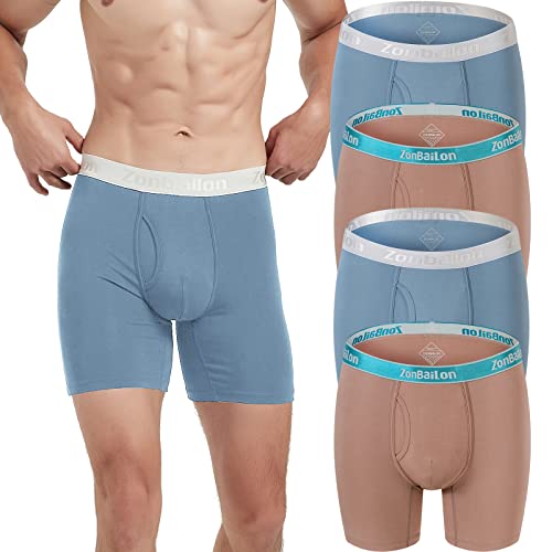 ZAIGELUO Mens Boxer Briefs Open Fly Pouch Boxer Shorts Bamboo Stretch Breathable No Ride Up Athletic Underwear Pack von ZAIGELUO