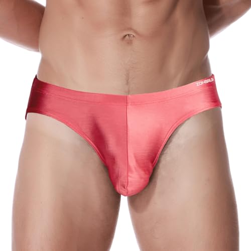 ZAIGELUO Eisseide Slips Herren Silk Briefs Underhose Weich Nahtlos Schnell Trocknende Low Rise Männer Unterwäsche 2XL Rosa von ZAIGELUO