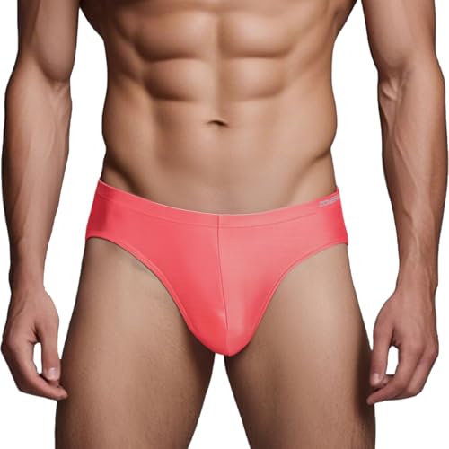 ZAIGELUO Slip Herren Weich Unterhosen Männer Atmungsaktive Eisseide Silk Briefs Nahtlos Low Rise Unterwäsche 2XL Rosa von ZAIGELUO