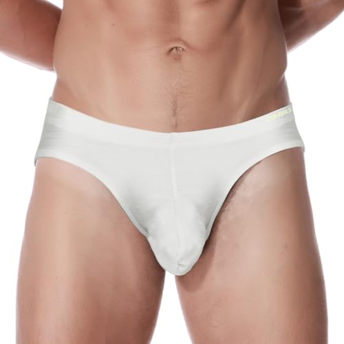 ZAIGELUO Eisseide Slips Herren Silk Briefs Underhose Weich Nahtlos Schnell Trocknende Low Rise Männer Unterwäsche 2XL Weiß von ZAIGELUO