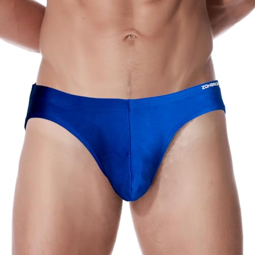 ZAIGELUO Eisseide Slips Herren Silk Briefs Underhose Weich Nahtlos Schnell Trocknende Low Rise Männer Unterwäsche 3XL Blau von ZAIGELUO