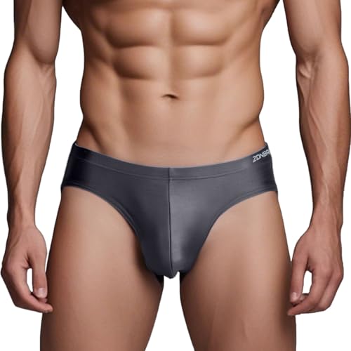 ZAIGELUO Slip Herren Weich Unterhosen Männer Atmungsaktive Eisseide Silk Briefs Nahtlos Low Rise Unterwäsche M Grau von ZAIGELUO