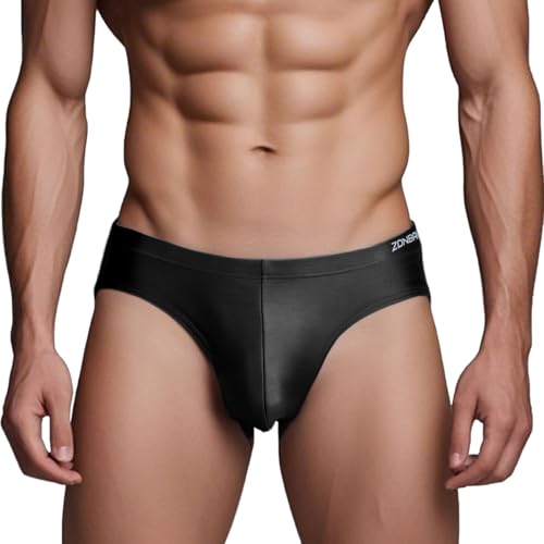 ZAIGELUO Slip Herren Weich Unterhosen Männer Atmungsaktive Eisseide Silk Briefs Nahtlos Low Rise Unterwäsche XL Schwarz von ZAIGELUO