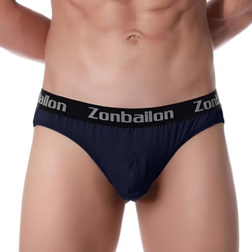 ZAIGELUO Slips Herren Unterhose Model Unterwäsche Weich Leicht Low Rise Atmungsaktiv Männer Briefs Underwear 2XL Blau von ZAIGELUO