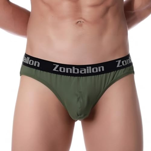 ZAIGELUO Slips Herren Unterhose Model Unterwäsche Weich Leicht Low Rise Atmungsaktiv Männer Briefs Underwear L Grün von ZAIGELUO