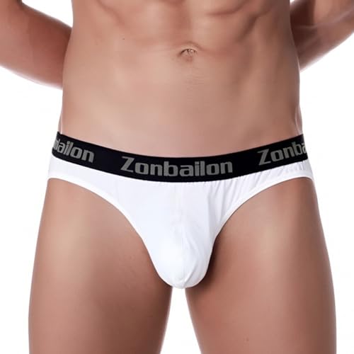 ZAIGELUO Slips Herren Unterhose Model Unterwäsche Weich Leicht Low Rise Atmungsaktiv Männer Briefs Underwear M Weiß von ZAIGELUO