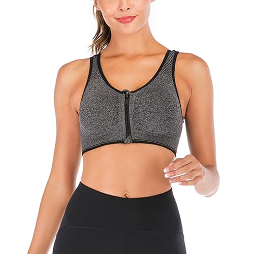 ZAIQUN Damen Sport BH Starker Halt Reißverschluss Gepolstert BH ohne Bügel Push Up BH für Top Yoga Fitness Training von ZAIQUN