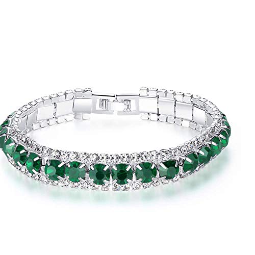ZAJIWF Damen Armband Tennis Armband, 925 Sterling Silber 4Mm Armband AAA Grade Zirkonia, Schmuck Geschenk (Silber),Grün von ZAJIWF