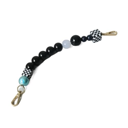 ZAJYZZF Damen Taschenaccessoire Schwarz Weiß Blau Acrylharz Perlen Teile Handgefertigt Armband Damen Ersatz Taschengriff(30cm-01) von ZAJYZZF