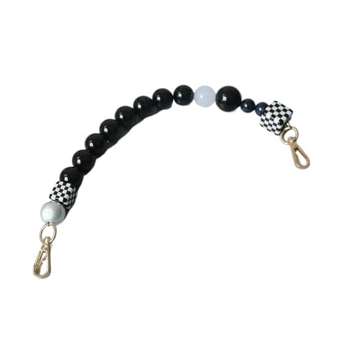 ZAJYZZF Damen Taschenaccessoire Schwarz Weiß Blau Acrylharz Perlen Teile Handgefertigt Armband Damen Ersatz Taschengriff(36cm) von ZAJYZZF