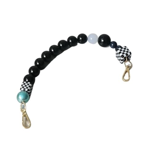 ZAJYZZF Damen Taschenaccessoire Schwarz Weiß Blau Acrylharz Perlen Teile Handgefertigt Armband Damen Ersatz Taschengriff(36cm-01) von ZAJYZZF