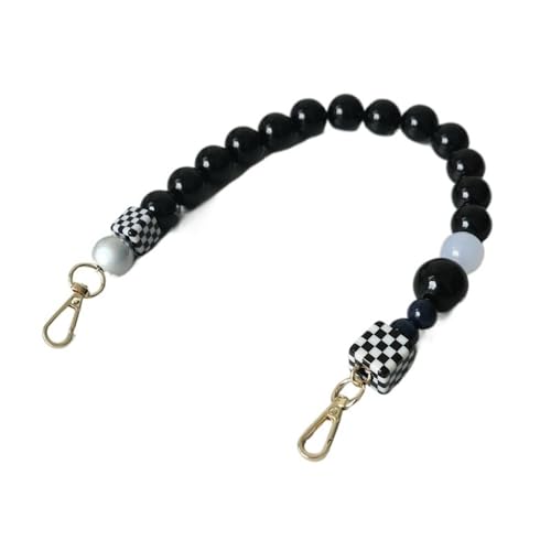 ZAJYZZF Damen Taschenaccessoire Schwarz Weiß Blau Acrylharz Perlen Teile Handgefertigt Armband Damen Ersatz Taschengriff(46cm) von ZAJYZZF