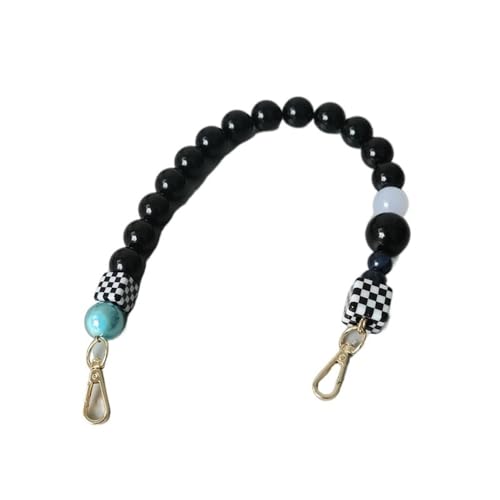 ZAJYZZF Damen Taschenaccessoire Schwarz Weiß Blau Acrylharz Perlen Teile Handgefertigt Armband Damen Ersatz Taschengriff(46cm-01) von ZAJYZZF