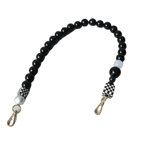 ZAJYZZF Damen Taschenaccessoire Schwarz Weiß Blau Acrylharz Perlen Teile Handgefertigt Armband Damen Ersatz Taschengriff(63cm) von ZAJYZZF