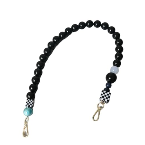 ZAJYZZF Damen Taschenaccessoire Schwarz Weiß Blau Acrylharz Perlen Teile Handgefertigt Armband Damen Ersatz Taschengriff(63cm-01) von ZAJYZZF