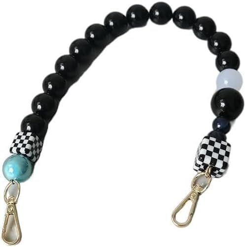 ZAJYZZF Handtaschenkette Damentaschenzubehör Schwarz Weiß Blau Acrylharzperlen Teile Handgefertigtes Armband Damen Ersatztaschengriffkette Taschenkette (Farbe: 30 cm)(46cm01) von ZAJYZZF